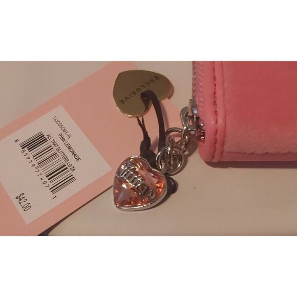 NWT~JUICY COUTURE Pink Lemonade All That Glitters Zip Wallet~ - Picture 3 of 7